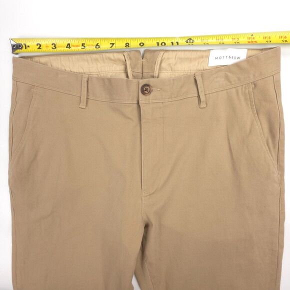 MOTT & BOW Everyday Twill Chino Charles Khaki Casual Pant Old Money Quiet Luxury - Picture 3 of 7